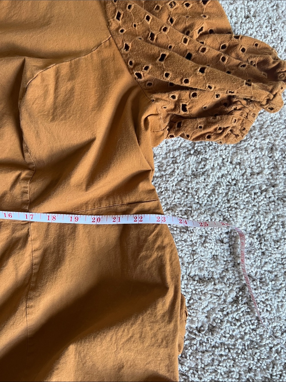 Ava & Viv Burnt Orange V-Neck Eyelet Puff Sleeve Midi Dress - Picture 5 of 5